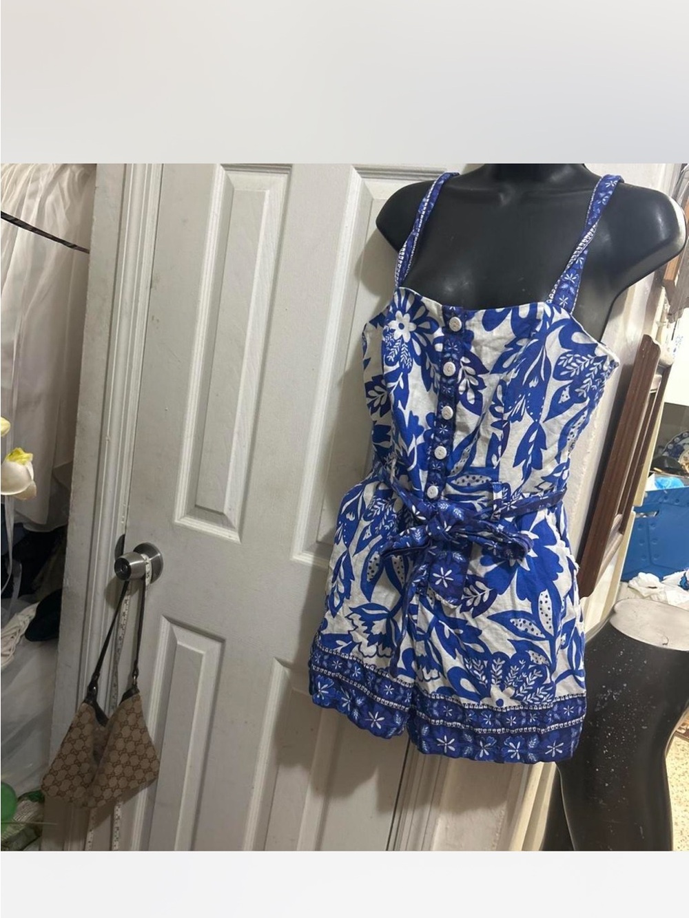Rachel Zoe White Dress with Blue Trim